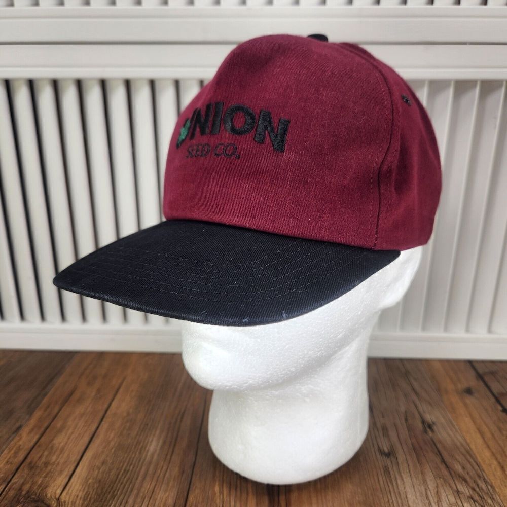 VTG K-Products Union Seed Co. Hat Cap Snapback Red Farmer Mens Advertising USA